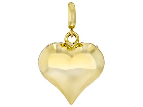 18k Yellow Gold Over Sterling Silver Puff Heart Enhancer Charm