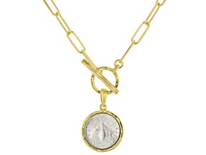 18k Yellow Gold Over Sterling Silver Paperclip Toggle Clasp Y-Necklace