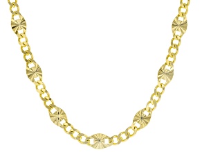 18k Yellow Gold Over Sterling Silver 5.6mm Curb with Mariner Station Link Necklace