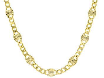 Picture of 18k Yellow Gold Over Sterling Silver 5.6mm Curb with Mariner Station Link Necklace
