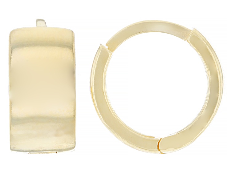 18k Yellow Gold Over Sterling Silver 11mm Polished Huggie Hoop Earrings