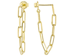18k Yellow Gold Over Sterling Silver Paperclip Chain Drop Earrings