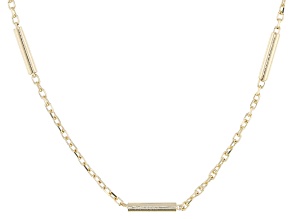 18k Yellow Gold Over Sterling Silver 1mm Cable and Bar Chain Station Necklace