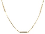 18k Yellow Gold Over Sterling Silver 1mm Cable and Bar Chain Station Necklace