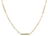 18k Yellow Gold Over Sterling Silver 1mm Cable and Bar Chain Station Necklace