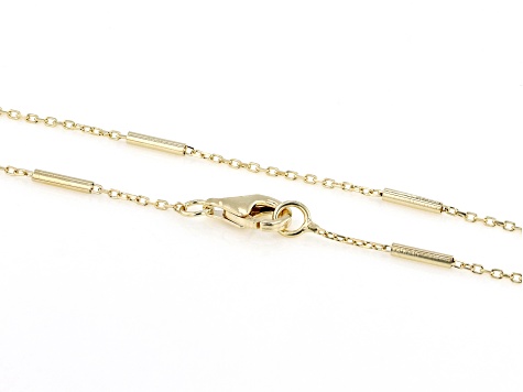 18k Yellow Gold Over Sterling Silver 1mm Cable and Bar Chain Station Necklace