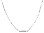 Sterling Silver 1mm Cable and Bar Chain Station Necklace