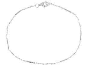 Sterling Silver 1mm Cable and Bar Link Station Bracelet