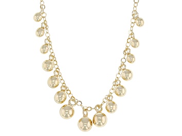 14K Yellow Gold with White Rhodium Diamond Oval Link 18 Inch Necklace