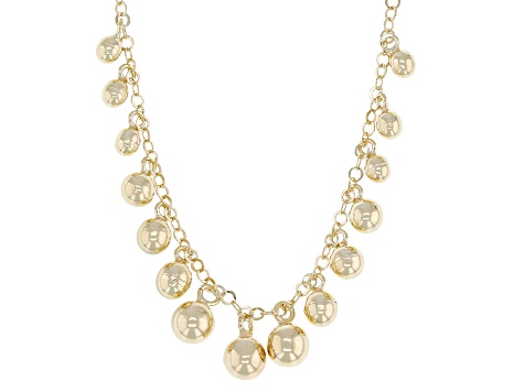 18k Yellow Gold Over Sterling Silver Graduated Bead Drop Necklace