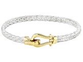 18k Yellow Gold Over Sterling Silver and Sterling Silver Two-Tone Wheat Link Buckle Bracelet