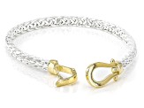 18k Yellow Gold Over Sterling Silver and Sterling Silver Two-Tone Wheat Link Buckle Bracelet