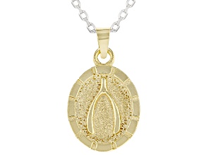 18k Yellow Gold Over Sterling Silver and Sterling Silver Two-Tone Wishbone Pendant with Cable Chain