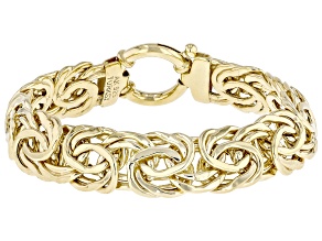 18k Yellow Gold Over Sterling Silver 14mm Byzantine Bracelet
