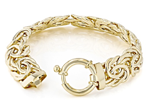 18k Yellow Gold Over Sterling Silver 14mm Byzantine Bracelet