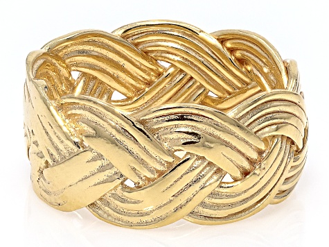 18k Yellow Gold Over Sterling Silver Braided Band Ring