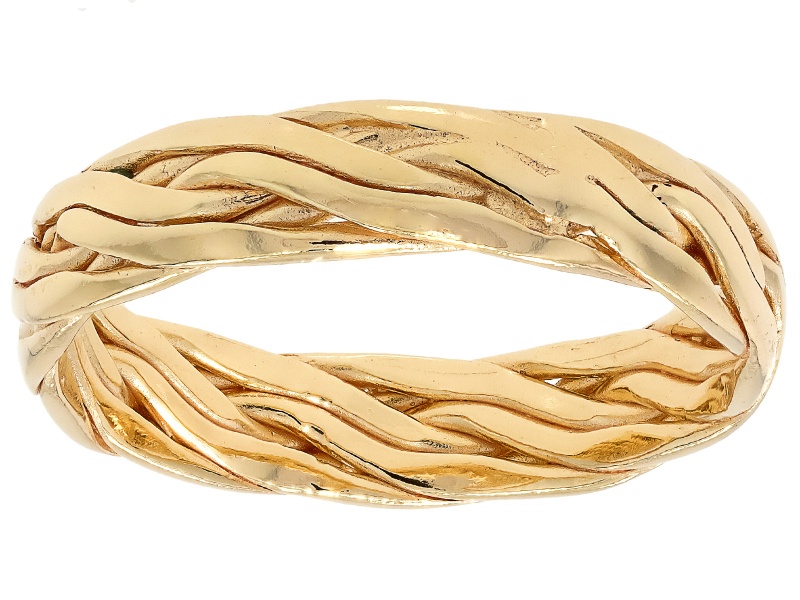 18k Yellow Gold Over Sterling Silver Elongated Woven Ring