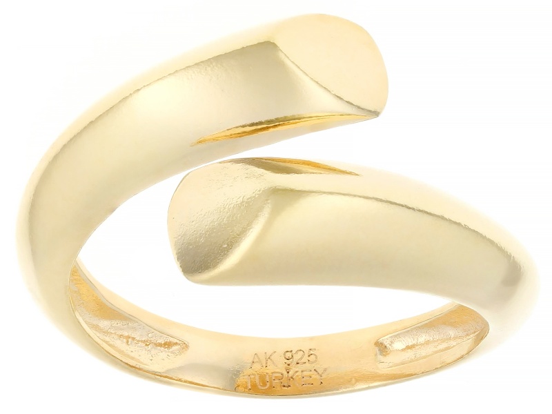 18k Yellow Gold Over Sterling Silver Bypass Ring
