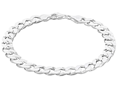 Sterling Silver 7.3mm Flat Curb Link Bracelet - AG1614 | JTV