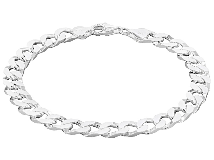 Sterling Silver 7.3mm Flat Curb Link Bracelet - AG1614 | JTV