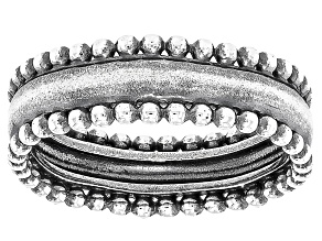 Sterling Silver Oxidized Beaded Border Band Ring