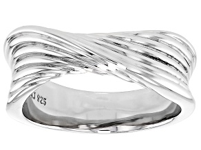 Rhodium Over Sterling Silver Crossover Band Ring
