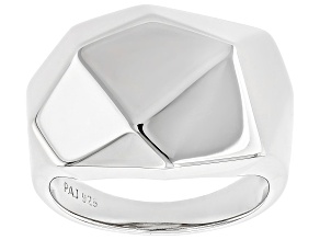 Rhodium Over Sterling Silver Geometric Ring