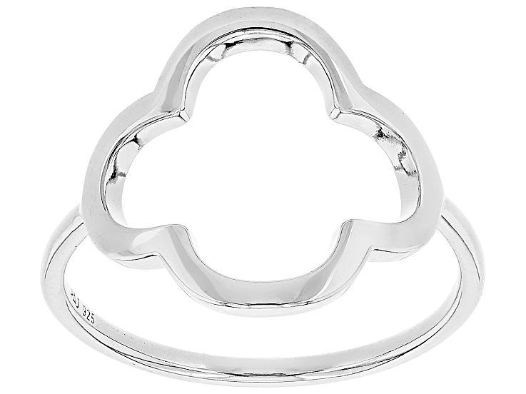 Rhodium Over Sterling Silver Clover Ring