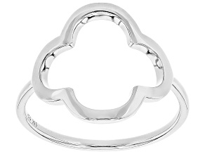 Rhodium Over Sterling Silver Clover Ring