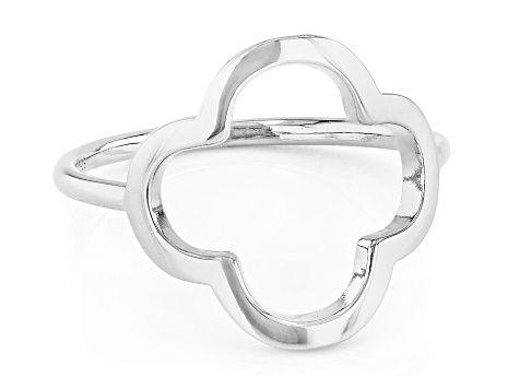 Rhodium Over Sterling Silver Clover Ring