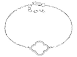 Rhodium Over Sterling Silver Clover Bracelet