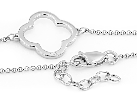 Rhodium Over Sterling Silver Clover Bracelet - AG1635B | JTV