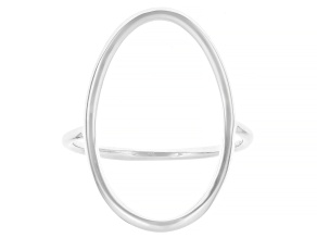 Rhodium Over Sterling Silver Oval Open Design Ring