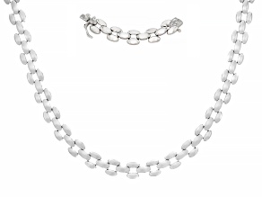 Rhodium Over Sterling Silver 9.5mm Panther Link 18" Necklace