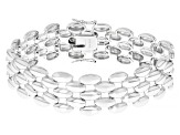 Rhodium Over Sterling Silver Panther Link Bracelet