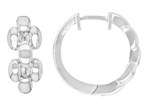 Rhodium Over Sterling Silver 0.70" Panther Link Hoop Earrings