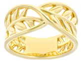18k Yellow Gold Over Sterling Silver Leaf Open-Design Crossover Ring