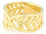 18k Yellow Gold Over Sterling Silver Leaf Open-Design Crossover Ring
