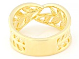 18k Yellow Gold Over Sterling Silver Leaf Open-Design Crossover Ring