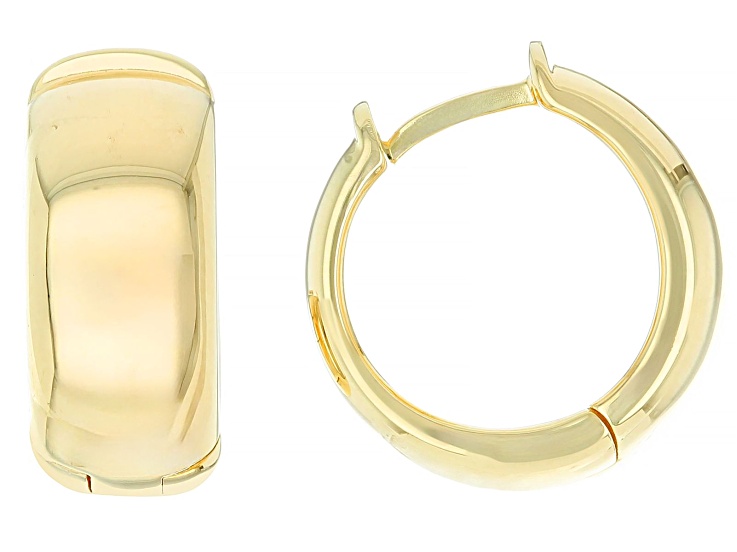 18k Yellow Gold Over Sterling Silver 0.65" Huggie Hoop Earrings