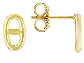 18k Yellow Gold Over Sterling Silver Mariner Link Stud Earrings