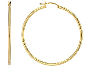 18k Yellow Gold Over Sterling Silver 1.50" Polished Hoop Earrings