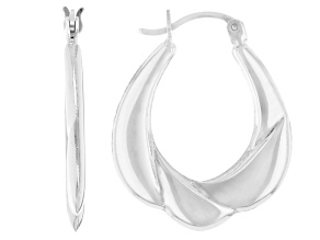 Sterling Silver 1" Scalloped Hoop Earrings