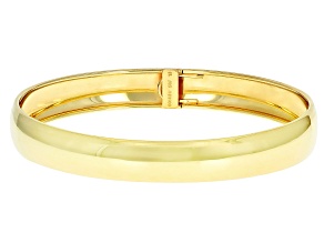 18k Yellow Gold Over Sterling Silver 10mm Polished Hinge Bangle Bracelet