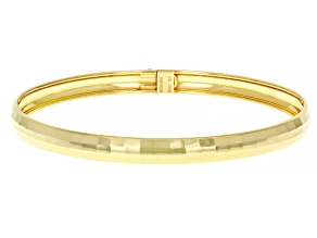 18k Yellow Gold Sterling Silver 6mm Diamond Cut Bangle Bracelet