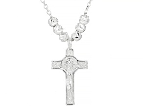 Sterling Silver Beaded Cross 20" Necklace