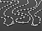 Sterling Silver Mirror Link 18, 20, & 24 Inch Chain Set of 3