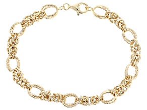 18k Yellow Gold Over Sterling Silver 8mm Diamond Cut Byzantine Bracelet