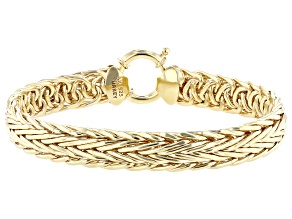 18k Yellow Gold Over Sterling Silver 9.6mm Wheat Link Bracelet