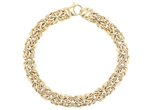 18k Yellow Gold Over Sterling Silver 8mm Polished Byzantine Bracelet